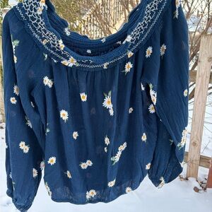 Aeropostale Navy Floral Blouse